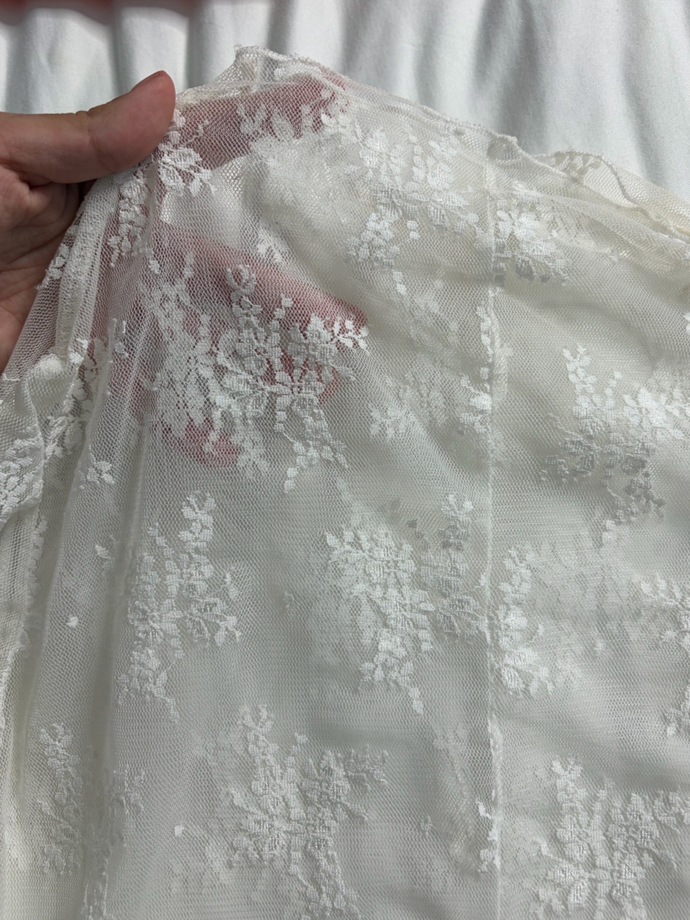 Delicate White Sheer Floral Lace